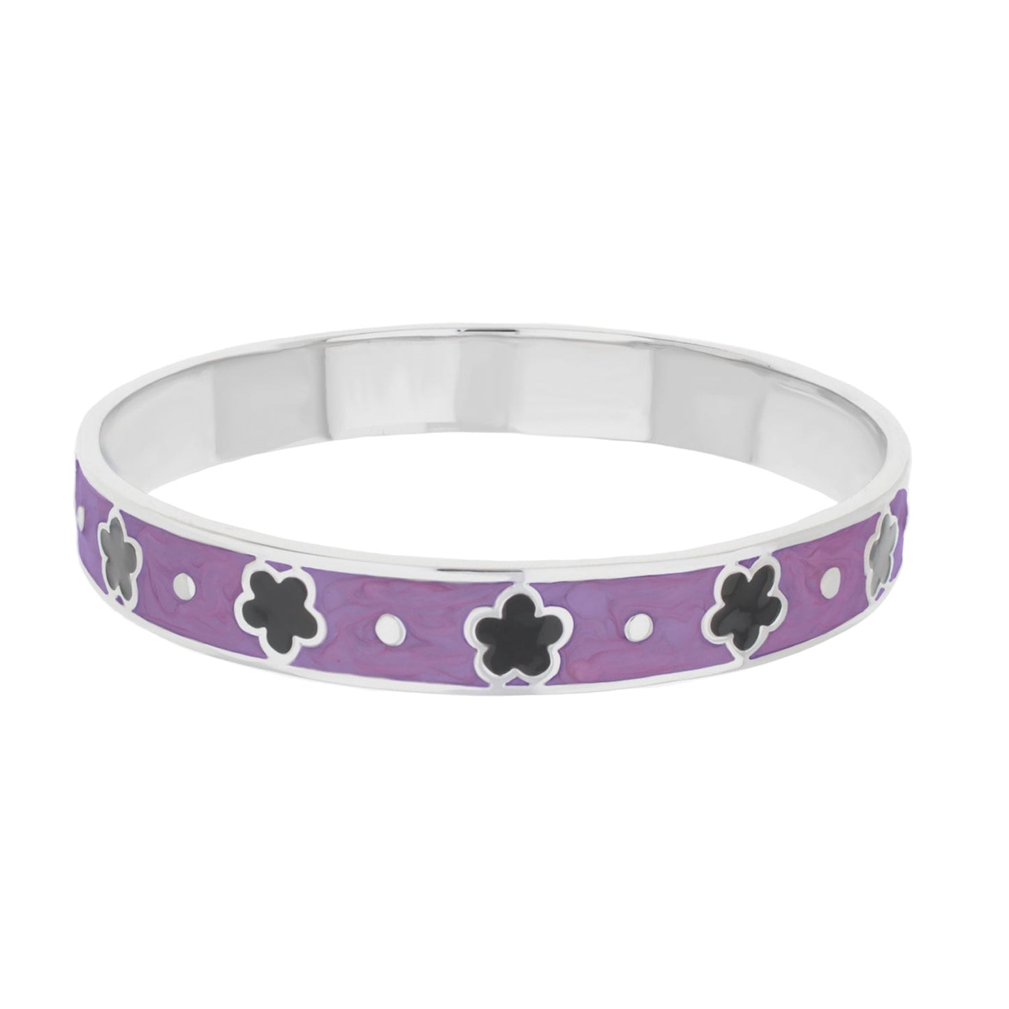 Daisy Love Bangle Petite Flower Lauren G Adams purple enamel bracelet with black flower motifs on Tampa Home & Garden Store