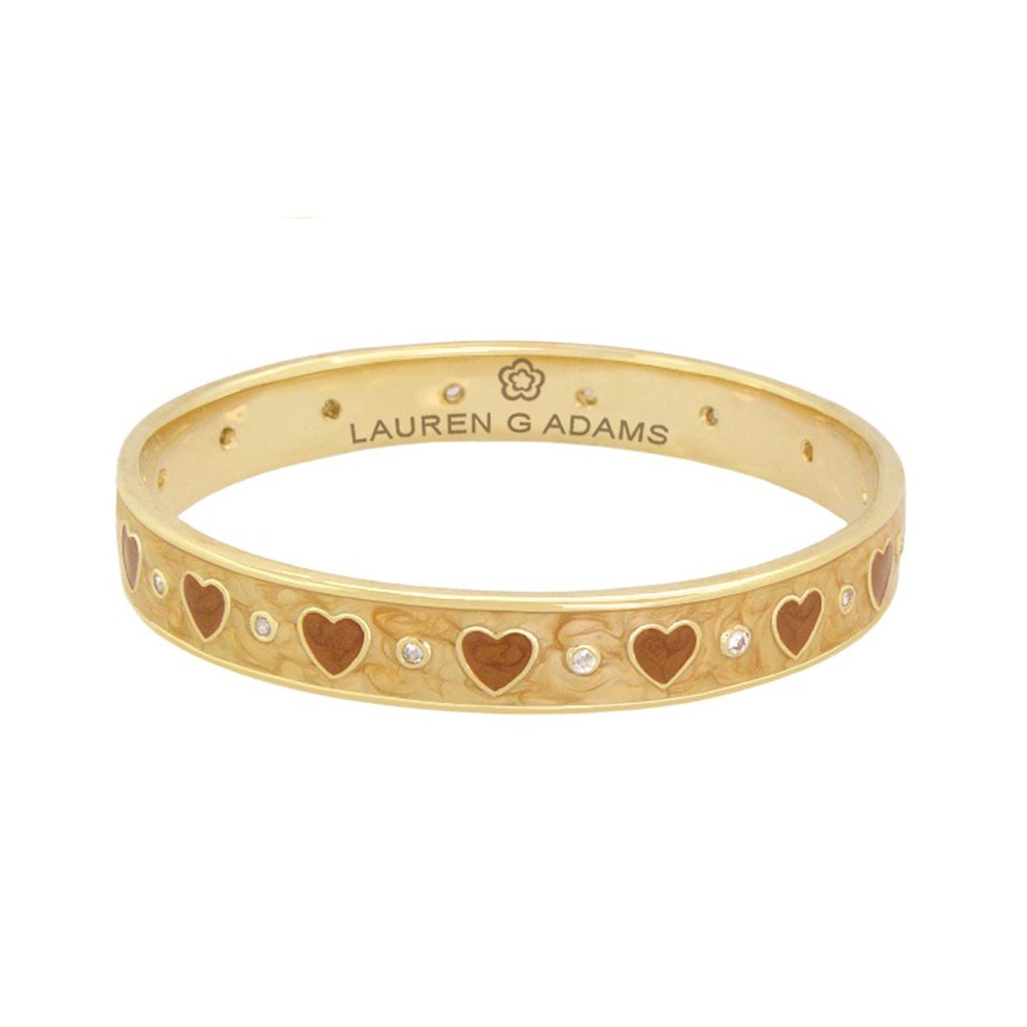 Love Bangle bracelet by Lauren G Adams in gold with heart cutouts and crystals on Tampa Home & Garden Store