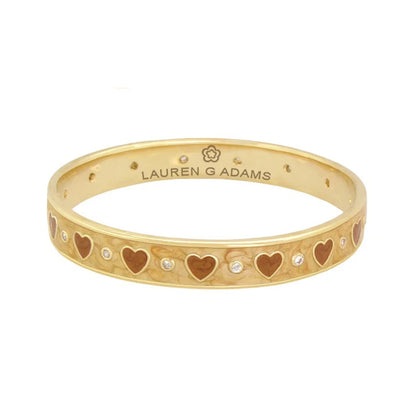 Love Bangle gold-tone bracelet with hearts and crystals, Lauren G Adams engraving on Tampa Home & Garden Store