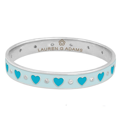 Love Bangle bracelet by Lauren G Adams in light blue enamel with blue hearts and crystals on Tampa Home & Garden Store