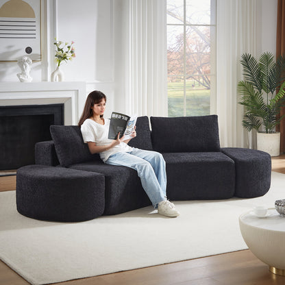 the V-Shaped and Modular Sofa in Chenille Fabric
