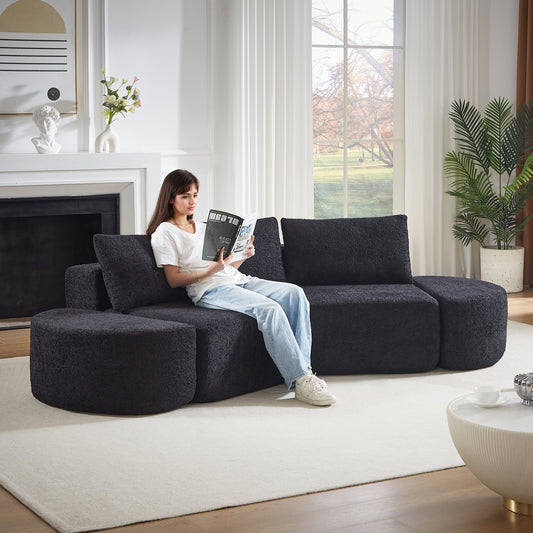 V-Shaped Modular Sofa Set in Chenille by HouseOfZazla, charcoal sofa with plush cushions on Tampa Home & Garden Store