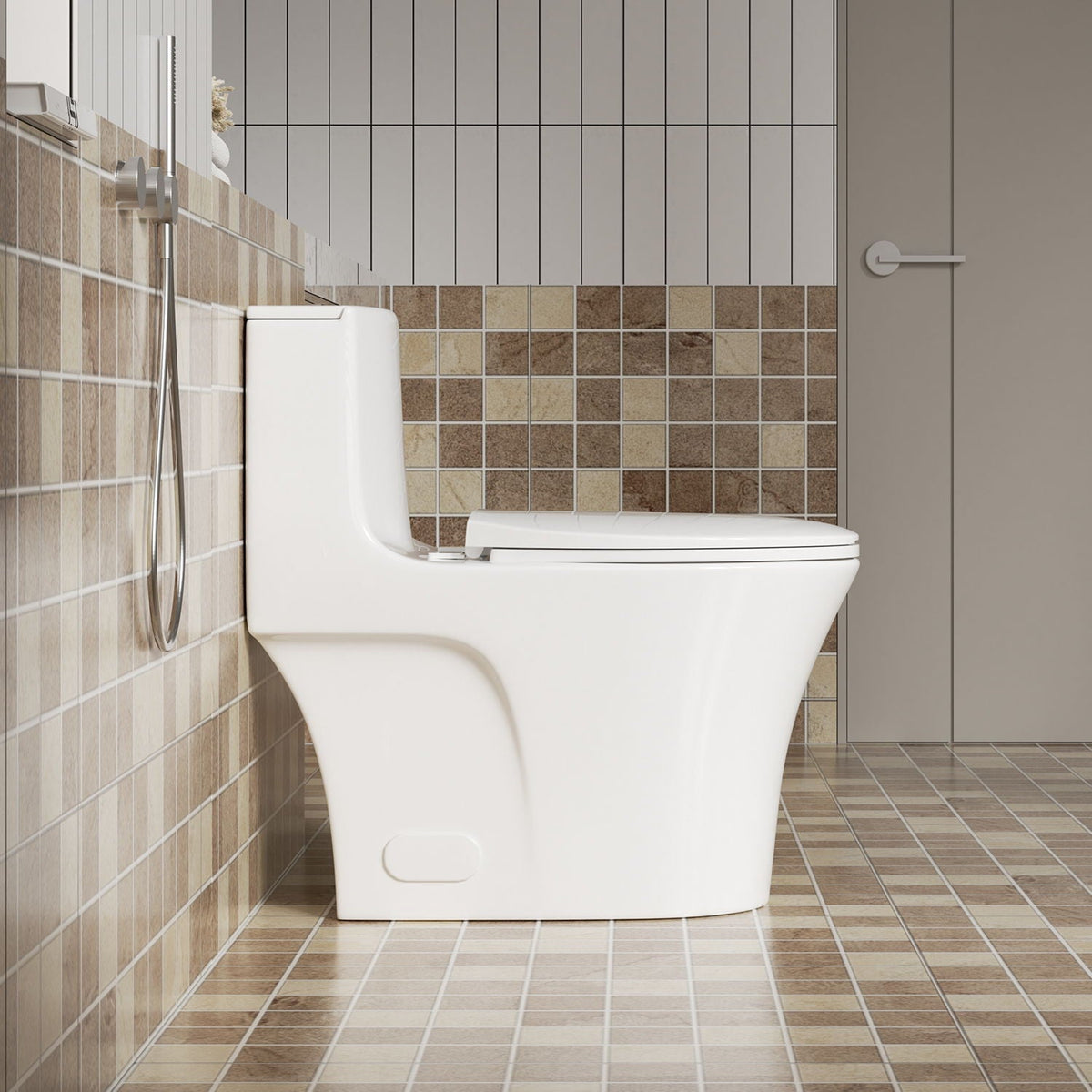 White one piece toilet with tornado dual flush by HouseOfZazla in a modern bathroom on Tampa Home & Garden Store
