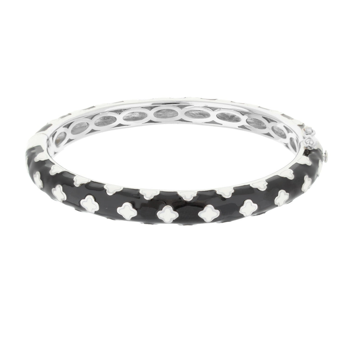 Art Deco Stackable Bangle by Lauren G Adams in silver-tone with black enamel on Tampa Home & Garden Store