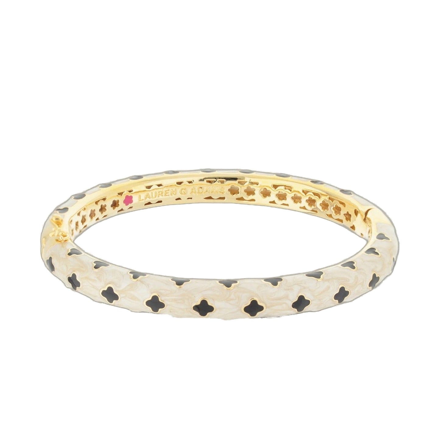 Art Deco Stackable Bangle by Lauren G Adams, gold-tone bracelet with black enamel cutouts on Tampa Home & Garden Store