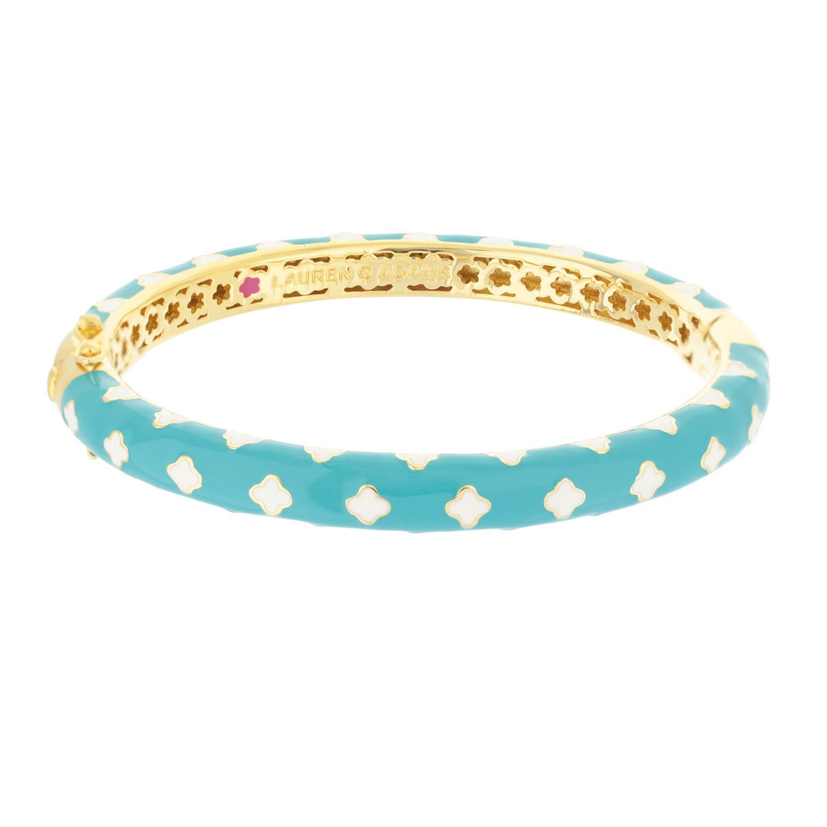 Art Deco Stackable Bangle turquoise enamel with gold clover accents by Lauren G Adams bracelet on Tampa Home & Garden Store