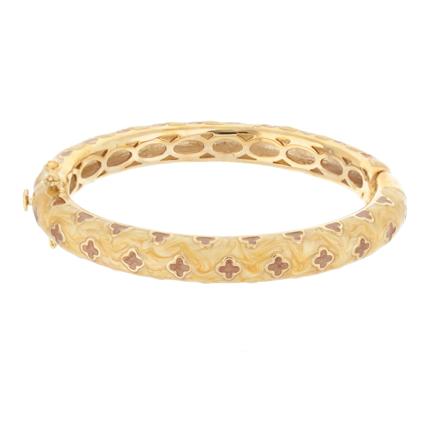 Art Deco Stackable Bangle by Lauren G Adams, gold-tone bracelet with quatrefoil pattern on Tampa Home & Garden Store