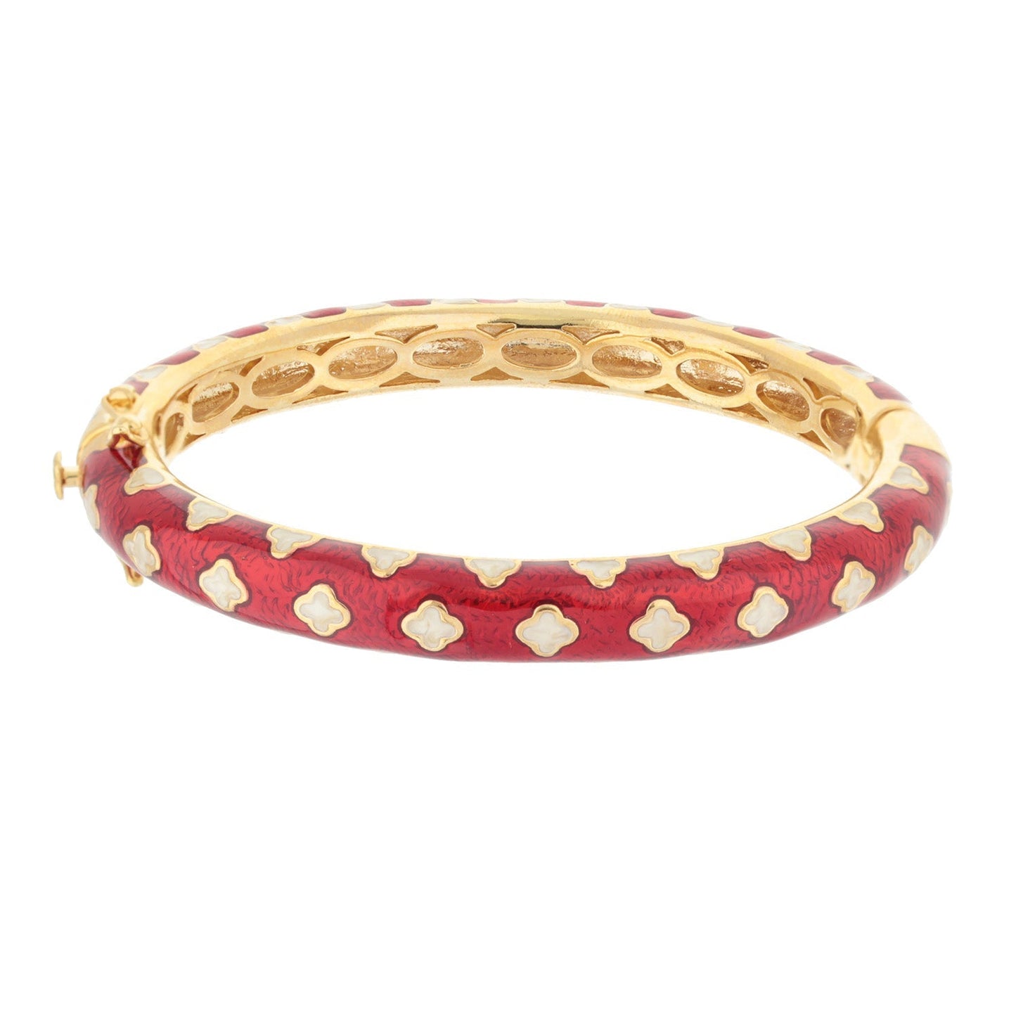 Art Deco Stackable Bangle red enamel with gold-tone lattice bracelet by Lauren G Adams on Tampa Home & Garden Store