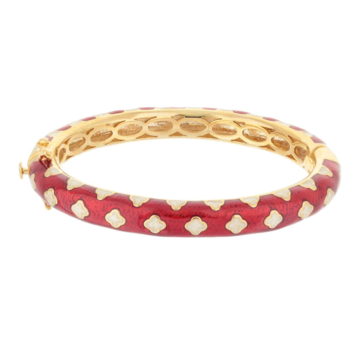 Art Deco Stackable Bangle red enamel with gold-tone lattice bracelet by Lauren G Adams on Tampa Home & Garden Store
