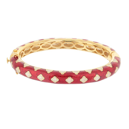 Art Deco Stackable Bangle red enamel with gold-tone lattice bracelet by Lauren G Adams on Tampa Home & Garden Store