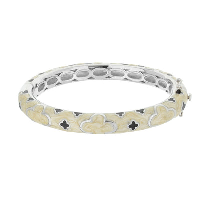 Art Deco stackable bangle in cream marbled enamel with silver-tone accents by Lauren G Adams on Tampa Home & Garden Store