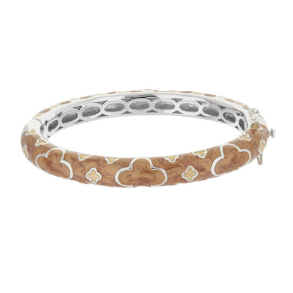 Art Deco Stackable Bangle bracelet by Lauren G Adams in brown marble with white enamel accents on Tampa Home & Garden Store