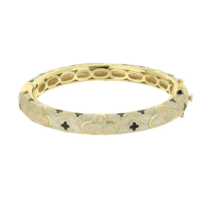 Art Deco stackable bangle bracelet gold-tone with black quatrefoil inlays by Lauren G Adams on Tampa Home & Garden Store