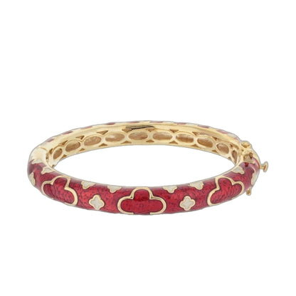 Pair of Art Deco stackable bangles in red enamel with gold-tone openwork on Tampa Home & Garden Store