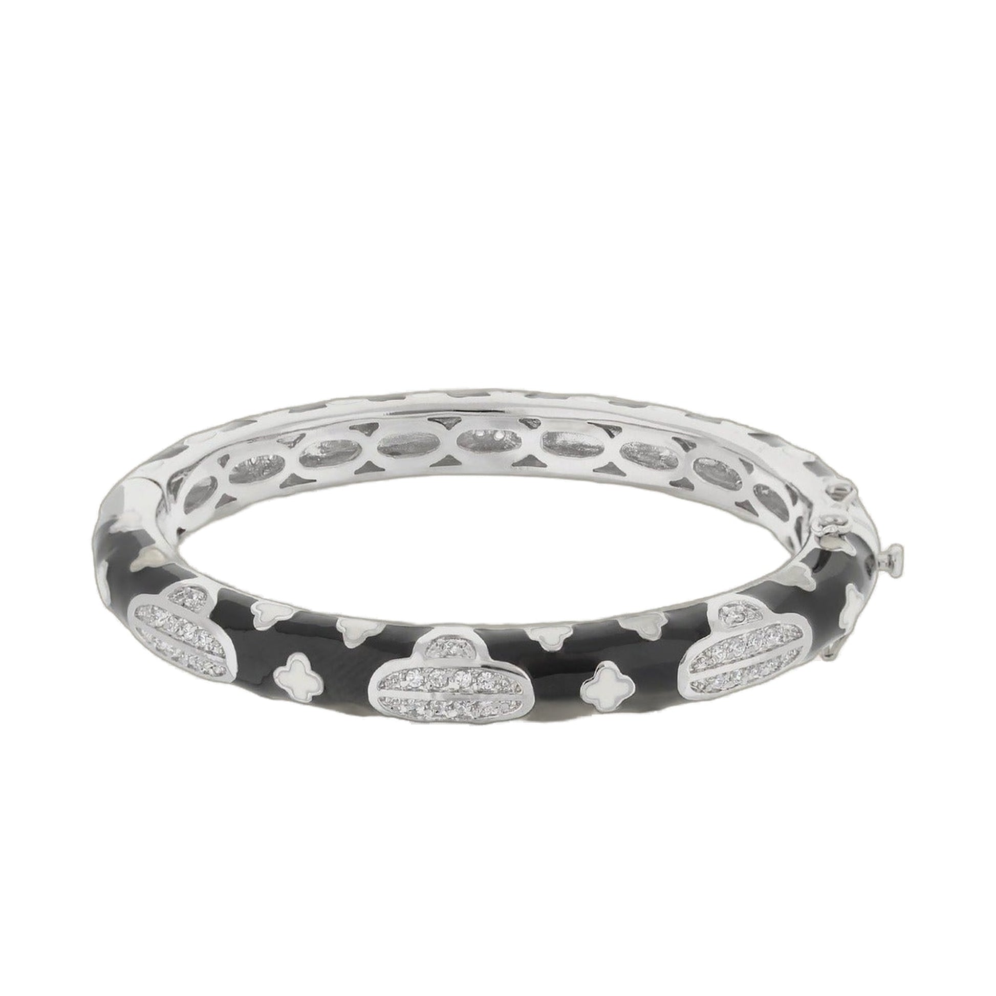 Art Deco Stackable Bangle by Lauren G Adams, silver-tone with pavé crystal accents on Tampa Home & Garden Store