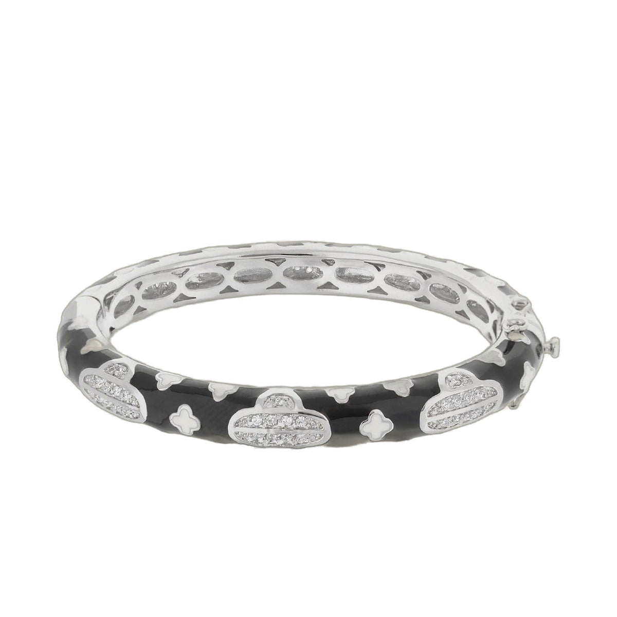 Art Deco Stackable Bangle in silver-tone with pavé crystals and cutouts by Lauren G Adams on Tampa Home & Garden Store