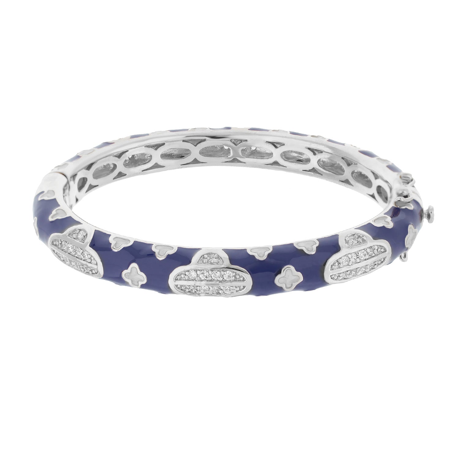 Art Deco Stackable Bangle blue enamel bracelet with pave crystal accents Lauren G Adams on Tampa Home & Garden Store