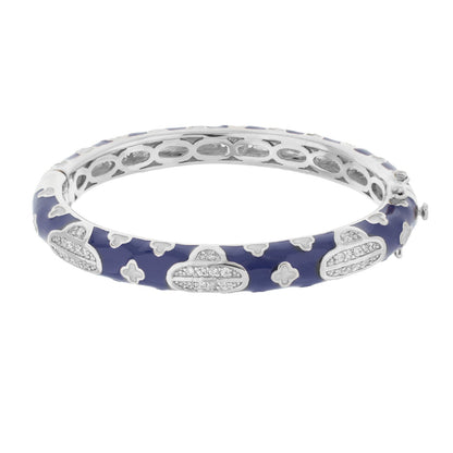 Art Deco Stackable Bangle blue enamel bracelet with pave crystal accents Lauren G Adams on Tampa Home & Garden Store