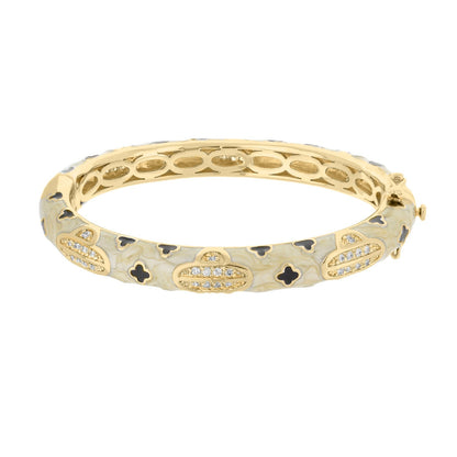 Art Deco Stackable Bangle in gold with ivory enamel and pavé diamonds by Lauren G Adams on Tampa Home & Garden Store