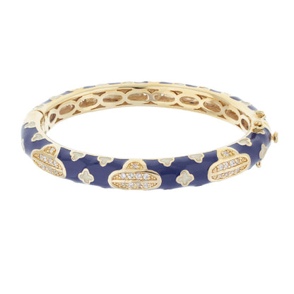 Art Deco Stackable Bangle by Lauren G Adams, blue enamel with gold-tone pave accents on Tampa Home & Garden Store
