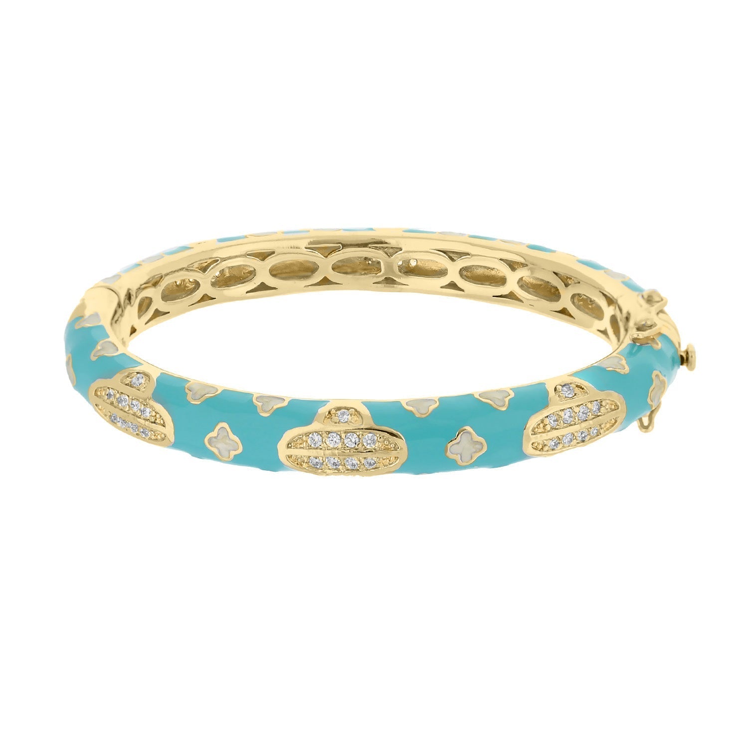 Art Deco Stackable Bangle turquoise enamel with gold-tone trim and pavé crystals, Lauren G Adams on Tampa Home & Garden Store