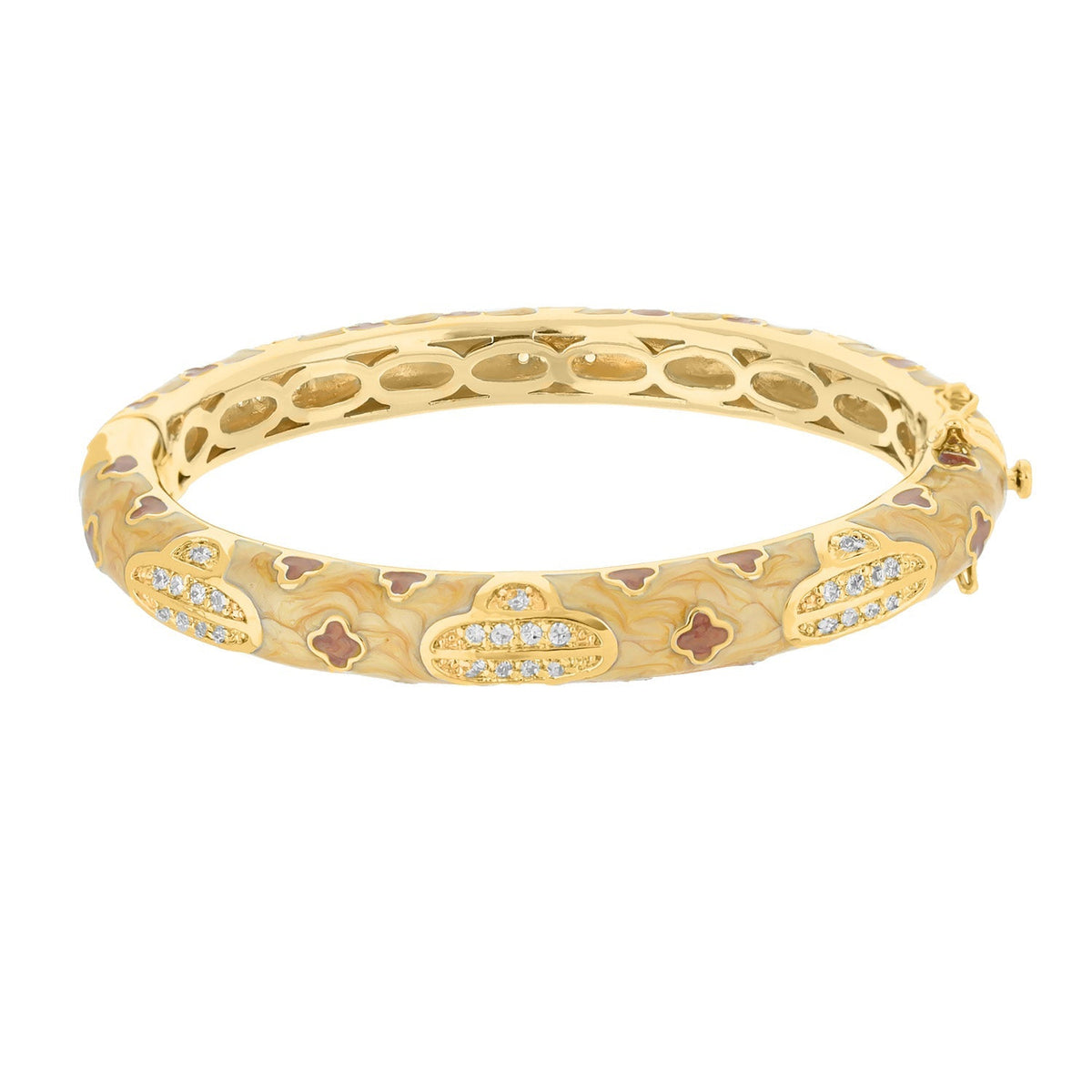 Art Deco Stackable Bangle by Lauren G Adams, gold tone bracelet with lattice cutouts and diamonds on Tampa Home & Garden Store