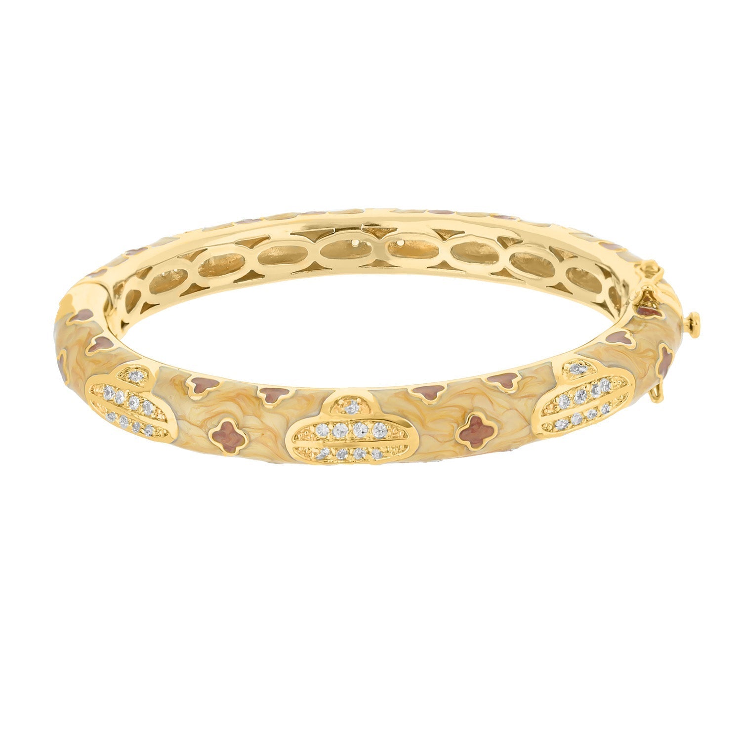 Art Deco Stackable Bangle by Lauren G Adams, gold tone bracelet with lattice cutouts and diamonds on Tampa Home & Garden Store