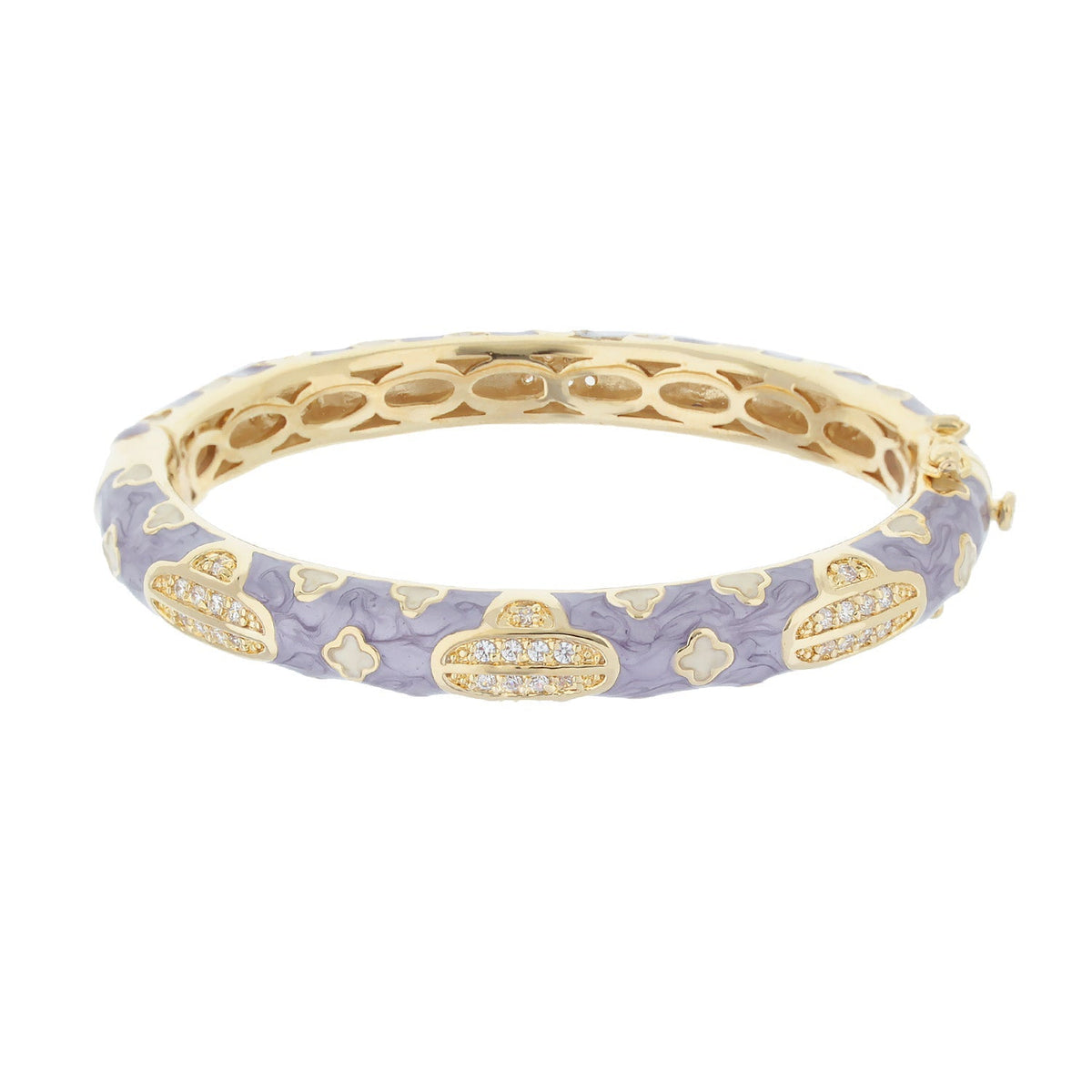 Art Deco Stackable Bangle by Lauren G Adams purple enamel gold-tone filigree pavé crystals on Tampa Home & Garden Store
