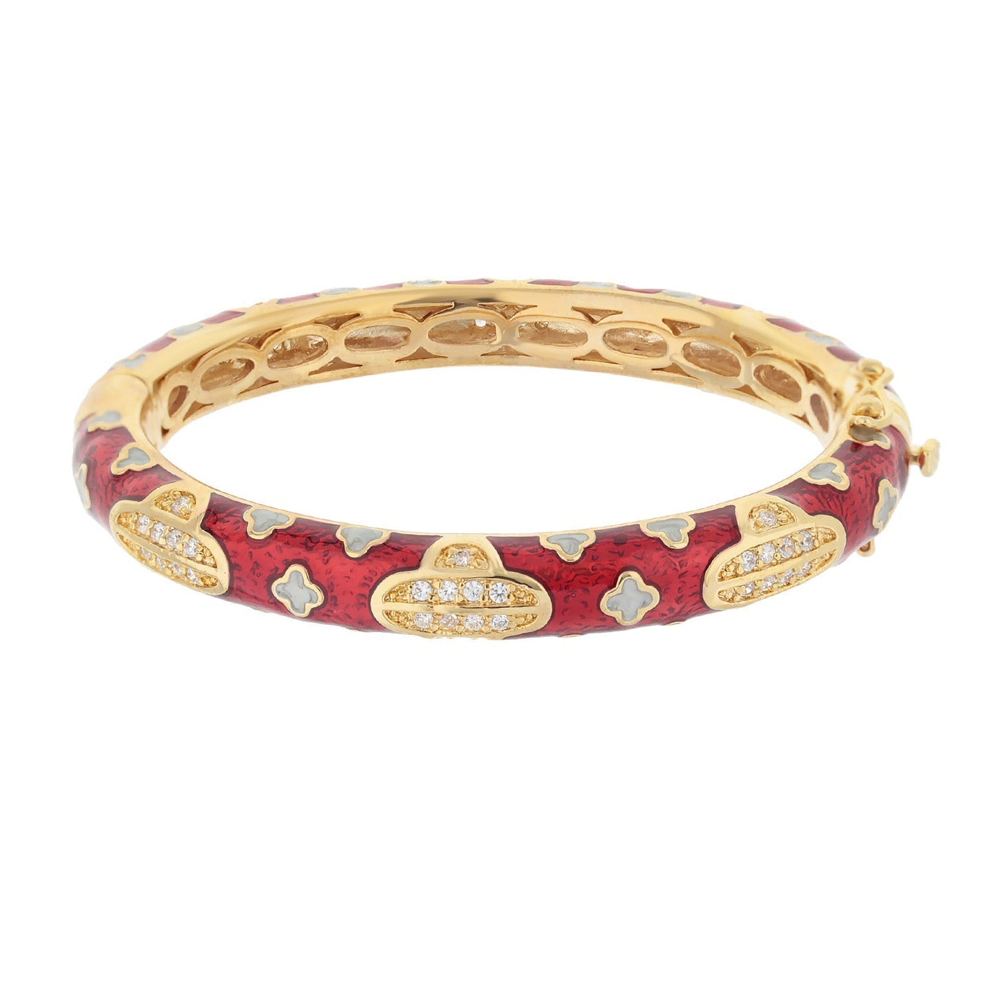 Art Deco Stackable Bangle red enamel gold-tone with pave crystals by Lauren G Adams on Tampa Home & Garden Store