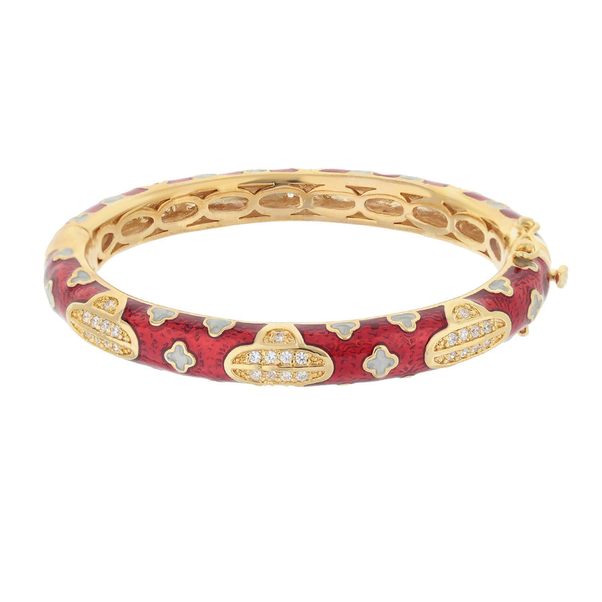 Art Deco Stackable Bangle red enamel gold-tone with pave crystals by Lauren G Adams on Tampa Home & Garden Store
