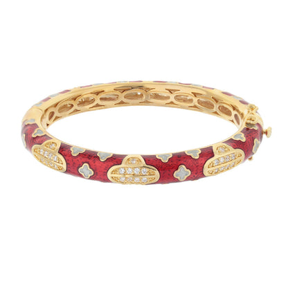 Art Deco Stackable Bangle red enamel gold-tone with pave crystals by Lauren G Adams on Tampa Home & Garden Store