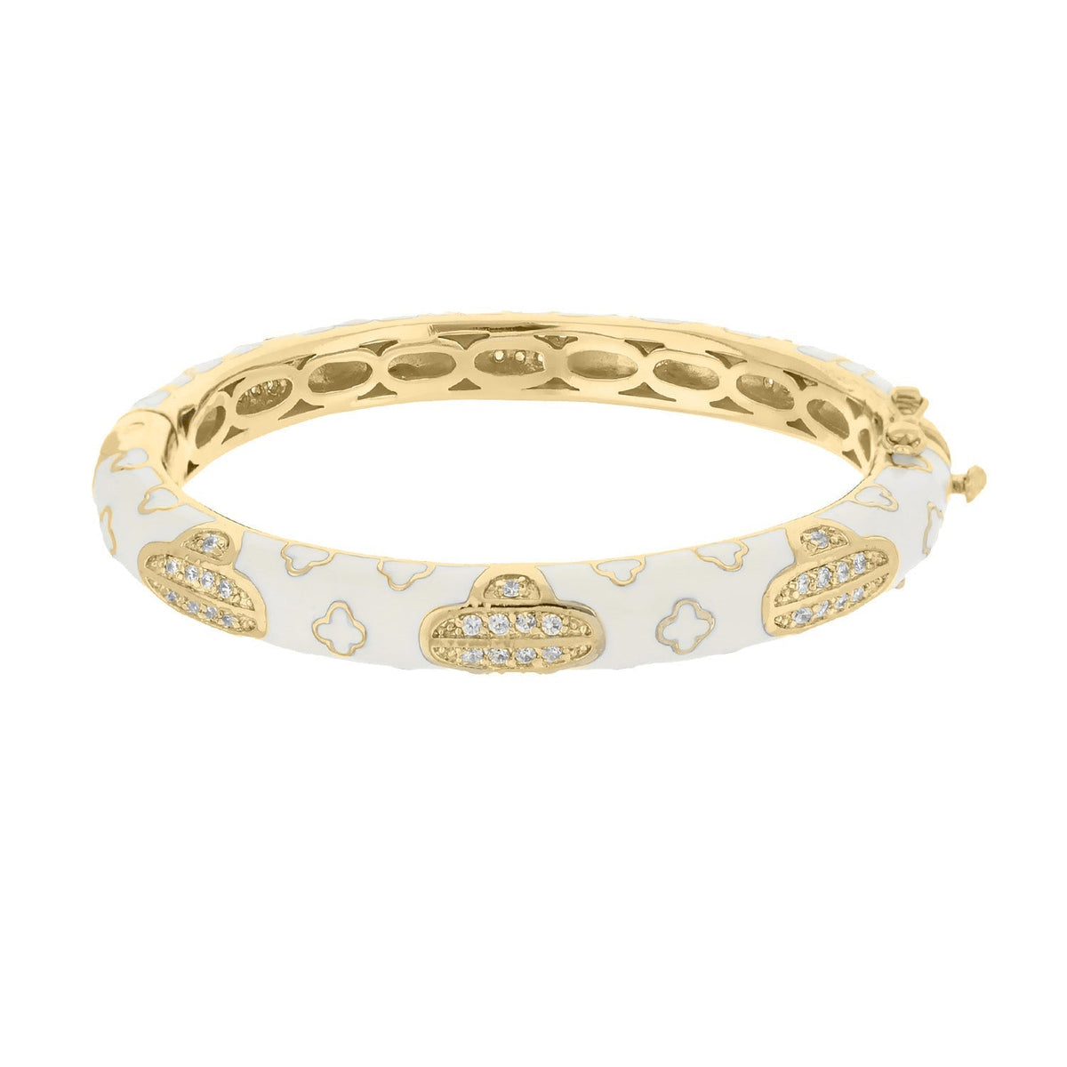 Art Deco Stackable Bangle bracelet gold-tone white enamel crystal pavé Lauren G Adams on Tampa Home & Garden Store