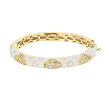 Art Deco Stackable Bangle bracelet gold-tone white enamel crystal pavé Lauren G Adams on Tampa Home & Garden Store