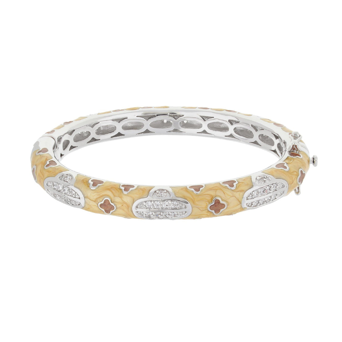 Art Deco Stackable Bangle by Lauren G Adams, two-tone gold and silver with pavé crystals on Tampa Home & Garden Store