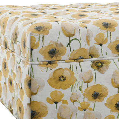 Floral storage ottoman gold fabric with yellow flowers HouseOfZazla on Tampa Home & Garden Store