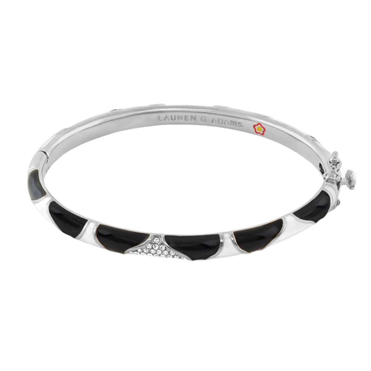 Earth Wind and Pave Bangle by Lauren G Adams, silver bracelet with black enamel inlays and pavé crystals on Tampa Home & Garden Store