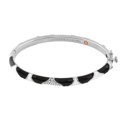 Earth Wind and Pave Bangle by Lauren G Adams, silver bracelet with black enamel inlays and pavé crystals on Tampa Home & Garden Store
