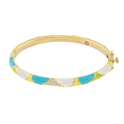 Earth Wind and Pave Bangle gold-tone with turquoise and white enamel by Lauren G Adams on Tampa Home & Garden Store