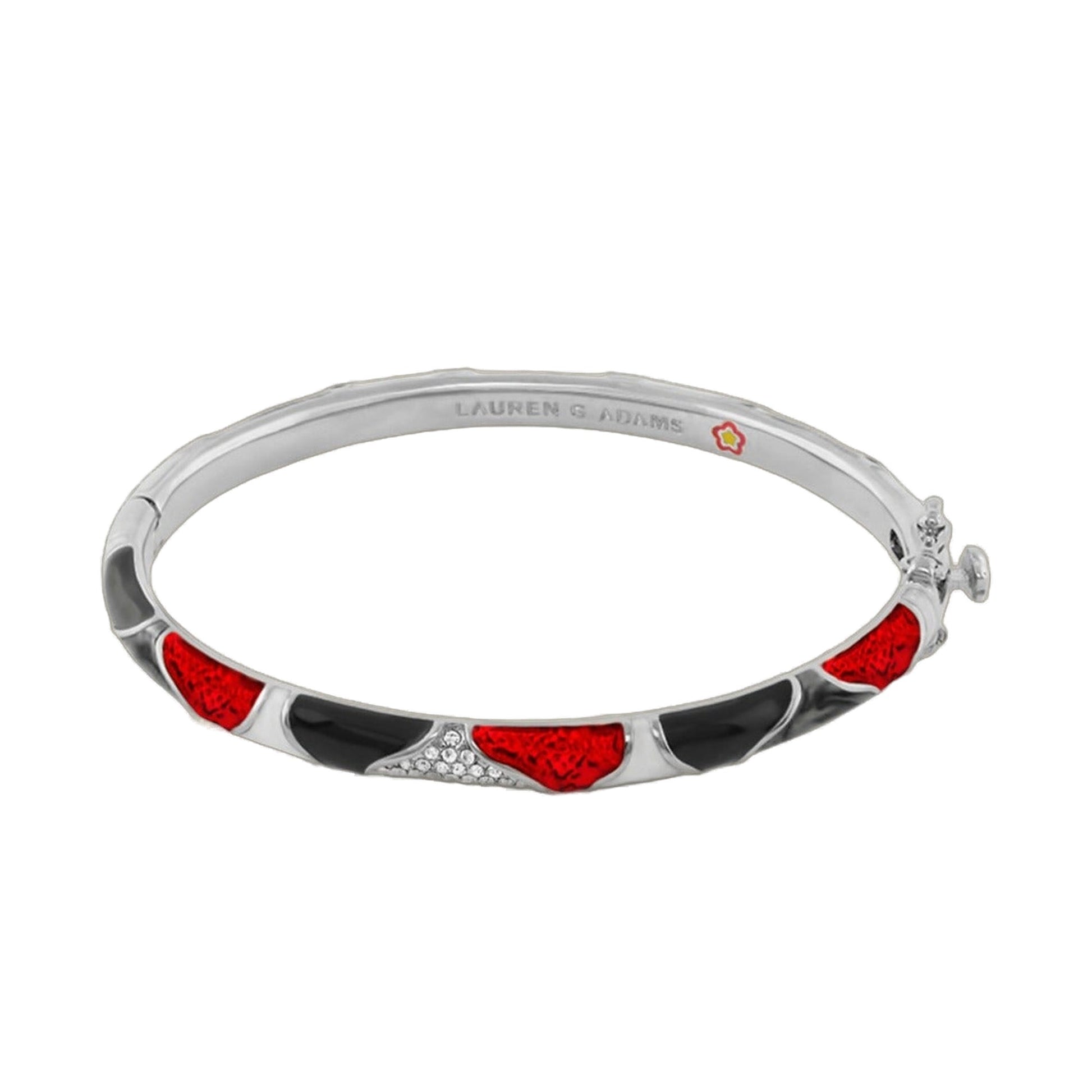 Earth Wind and Pave Bangle bracelet, silver-toned with red/black enamel and pavé crystals on Tampa Home & Garden Store