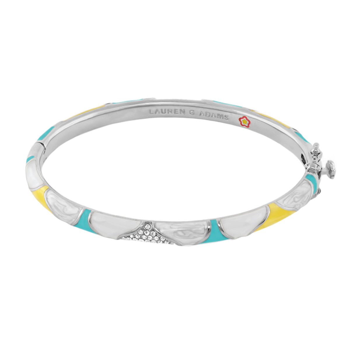 Earth Wind and Pave Bangle bracelet by Lauren G Adams in silver with turquoise enamel on Tampa Home & Garden Store