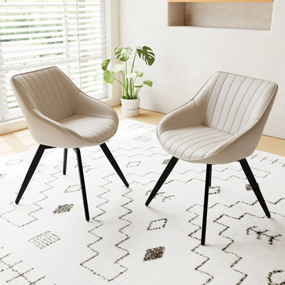 Modern Medieval Kitchen Chair With 360-degree Rotation, beige seats, black metal legs, 2 chairs on Tampa Home & Garden Store