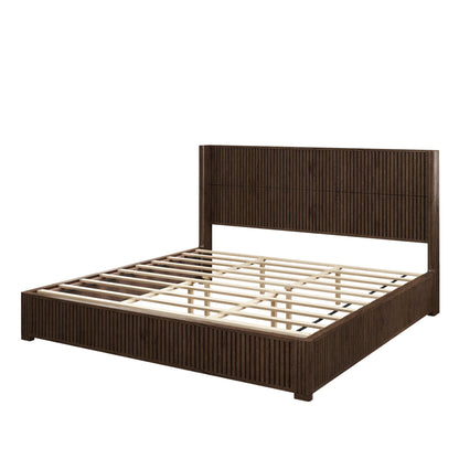 Modern Platform Bed Frame with Tall Headboard