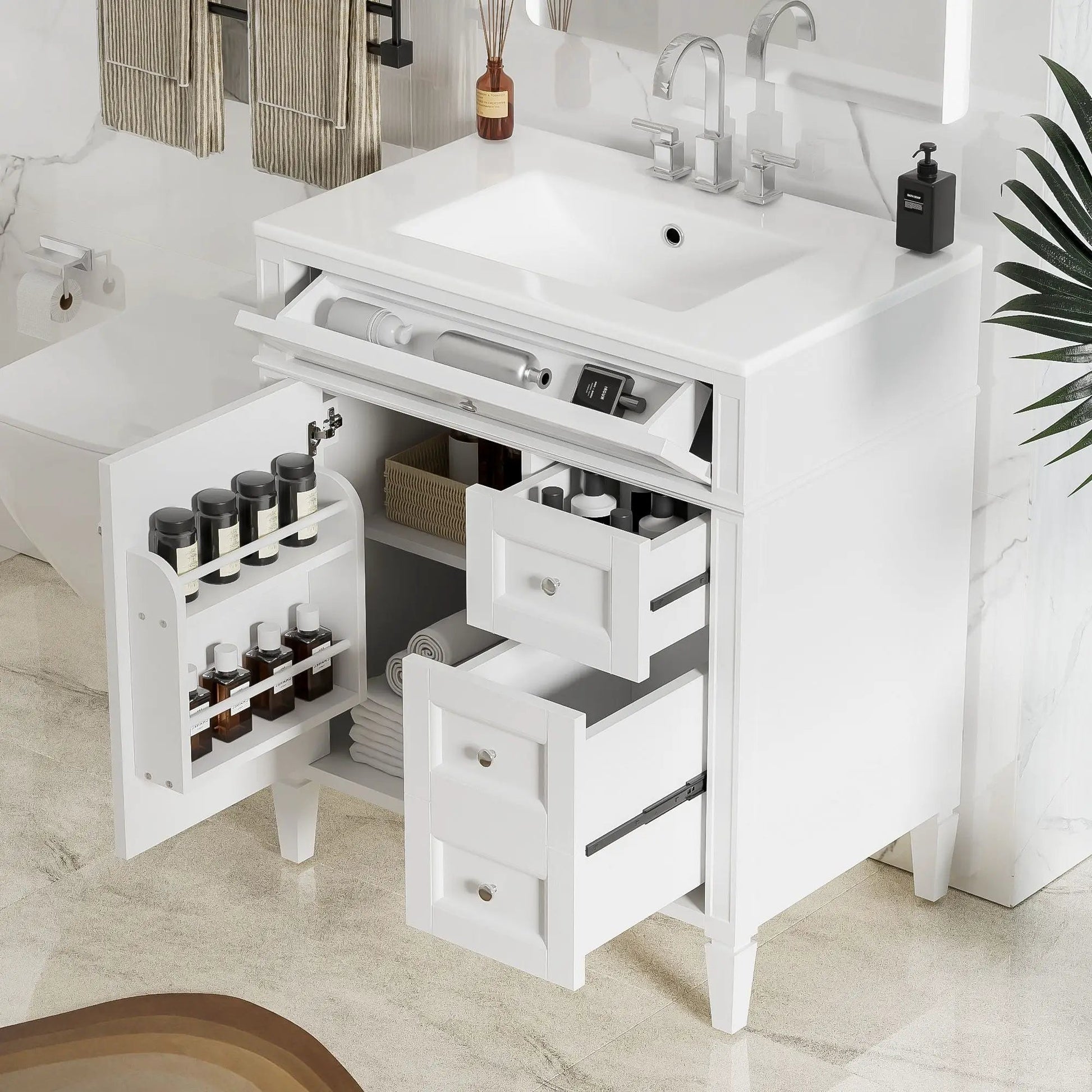 Bathroom vanity with top sink 2 drawers tip-out drawer chrome faucets Unique Piece Furniture on Tampa Home & Garden Store