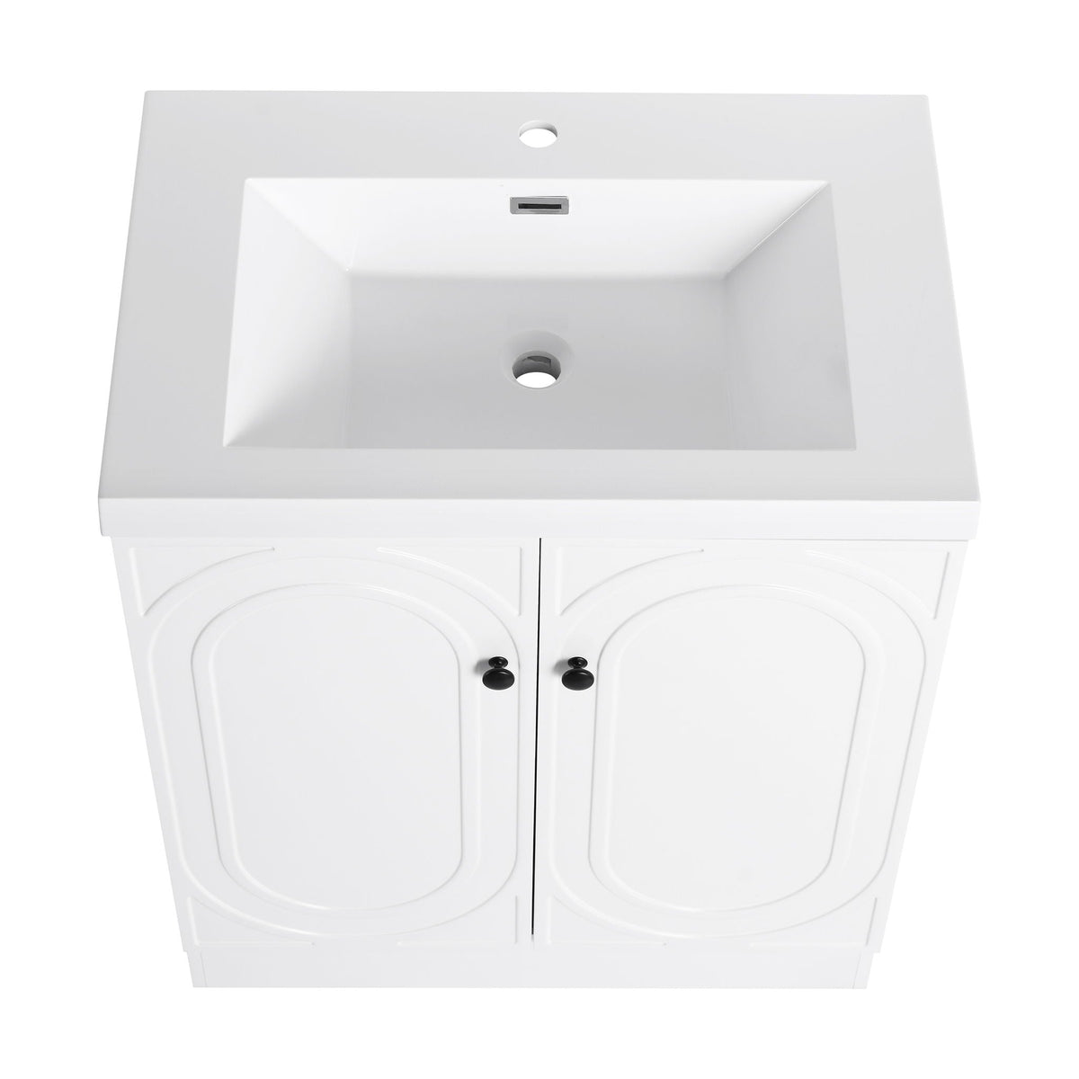 Freestanding bath vanity with resin sink and double doors, white finish, HouseOfZazla on Tampa Home & Garden Store