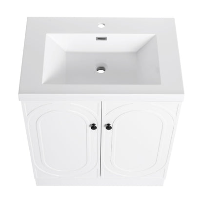 Freestanding bath vanity with resin sink and double doors, white finish, HouseOfZazla on Tampa Home & Garden Store