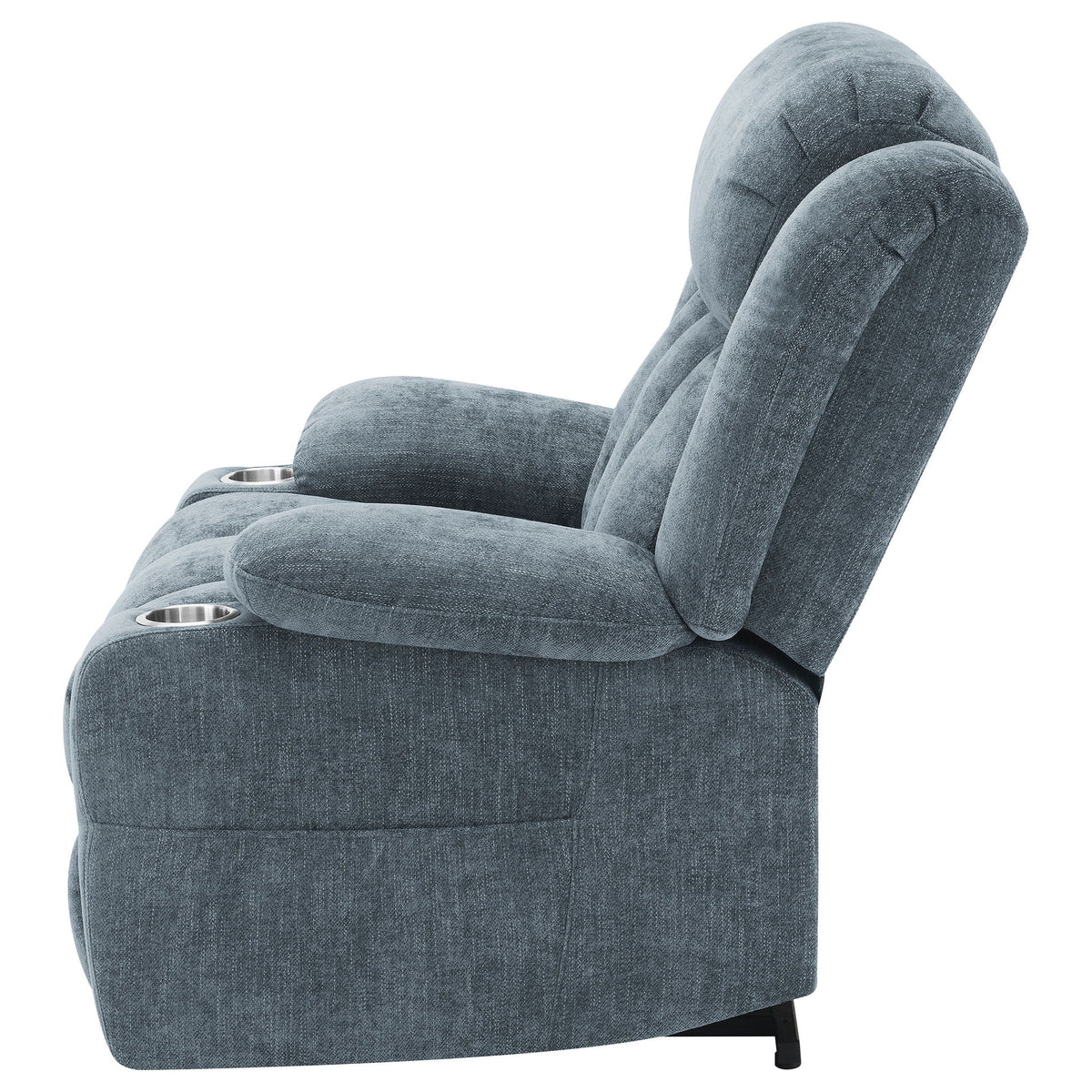 Beca Upholstered Power Lift Recliner with Cupholders and USB charging, blue-gray fabric on Tampa Home & Garden Store