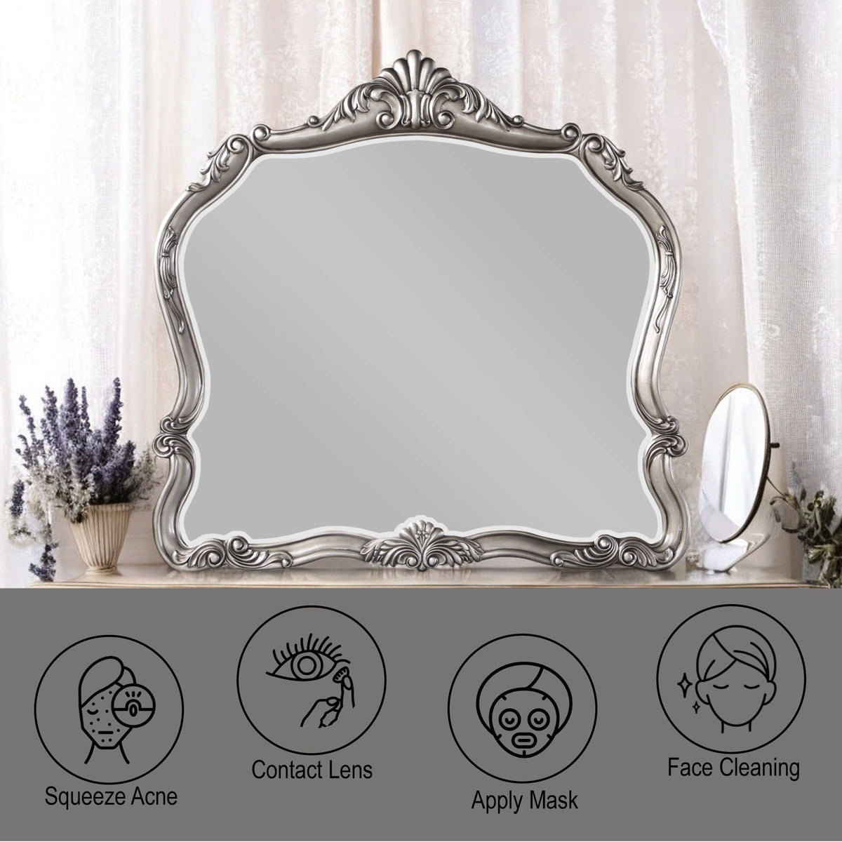 Antique Silver Mirror with Wood Frame from Ariadne Collection by HouseOfZazla on Tampa Home & Garden Store