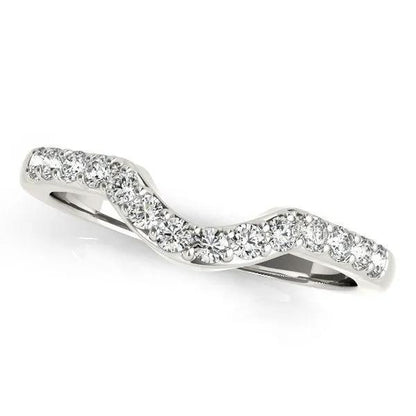 14k white gold pave-set diamond curved wedding band, 1/4 cttw, Bids.com on Tampa Home & Garden Store