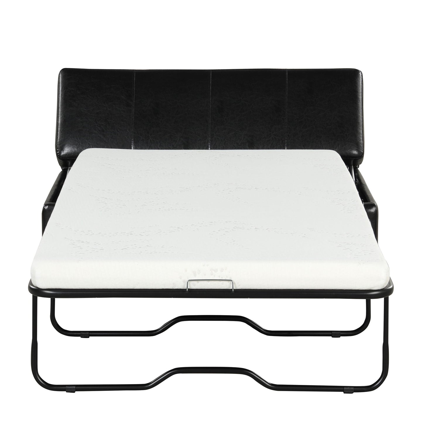 Twin size folding ottoman sleeper bed with mattress in black faux leather HouseOfZazla on Tampa Home & Garden Store