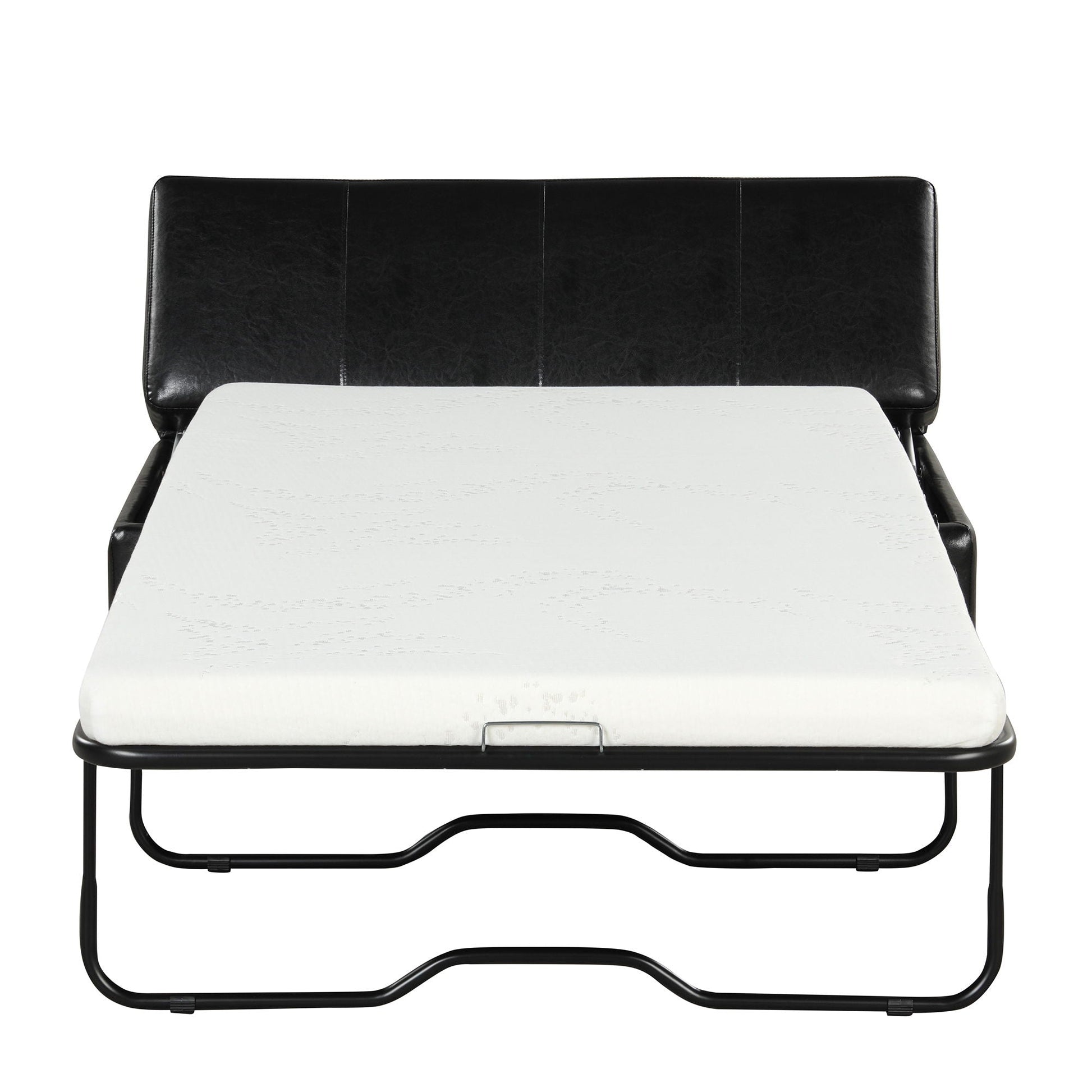 Twin size folding ottoman sleeper bed with mattress in black faux leather HouseOfZazla on Tampa Home & Garden Store